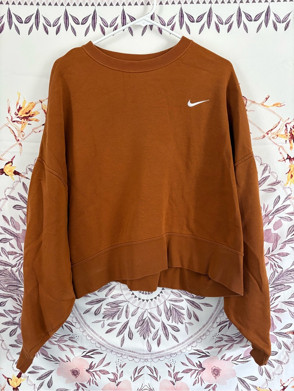 Nike Women's Burnt Orange Cropped Crewneck Sweatshirt